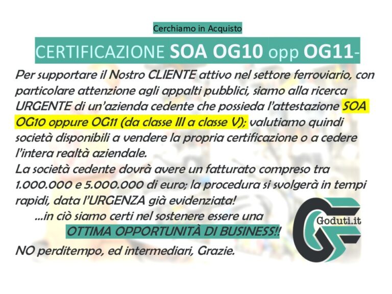 Acquistiamo SOA OG10 - OG11